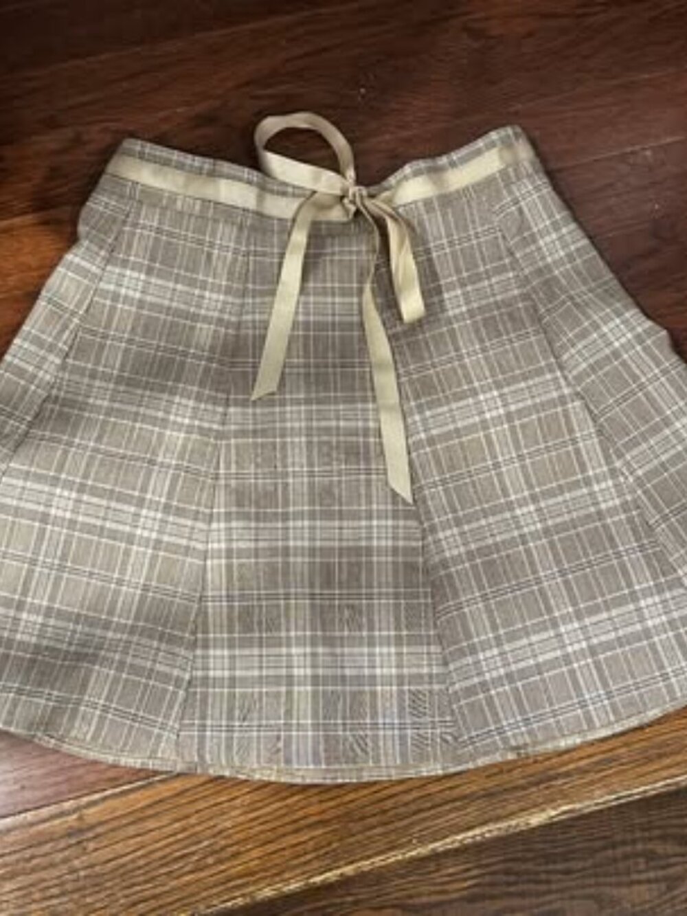 Brown Plaid Pleated Mini Skirt